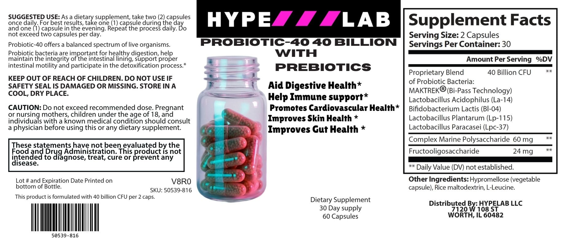 Probiotic-40 Billion CFU With Prebiotics
